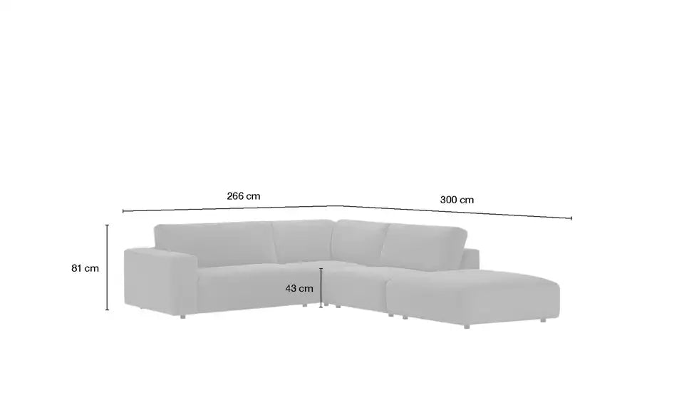Musterring Ecksofa Lucia Gesamtansicht freigestellt – 320 cm breit, Polyester-Bezug – Musterring