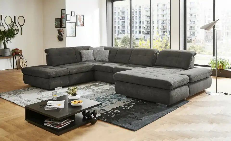 Lounge Collection Wohnlandschaft Spencer Gesamtansicht – 382x102x260 cm, Anthrazit – Lounge Collection