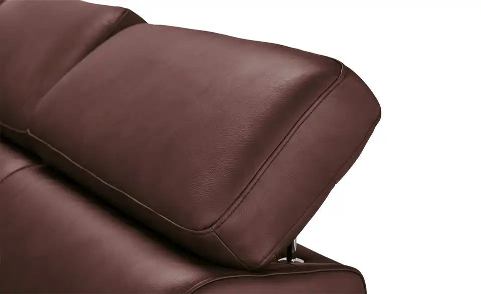 Max Schelling Ecksofa Vita Nahaufnahme Naht – 100% Leder Bezug, Rotbraun – Max Schelling