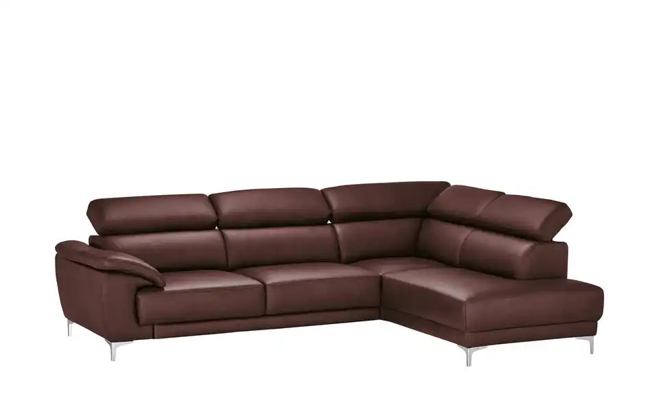 Max Schelling Ecksofa Vita im Raum – Leder Rotbraun, frei stellbar – Max Schelling
