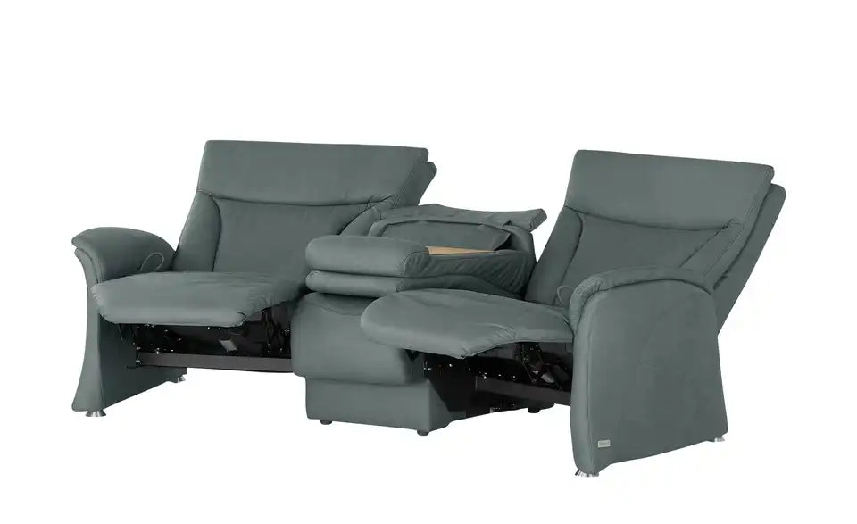 himolla Trapezsofa 4010 im Raum – Leder Rauchblau, Wellenunterfederung – himolla