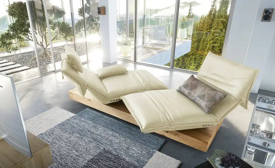 KOINOR Funktionselement Edit 3 Gesamtansicht – Beige Leder, 240x112x158 cm – KOINOR