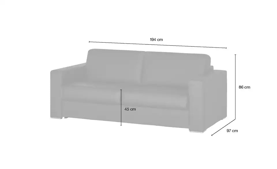 Betty Schlafsofa Betty Rueckenansicht – Spannstoff Polyester Rückseite, verchromte Füße – Betty