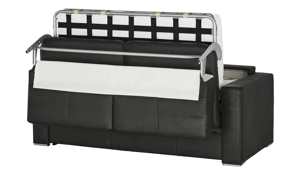 Betty Schlafsofa Betty Draufsicht – Gesamtbreite 194 cm, Lattenrost, Leder Schwarz – Betty