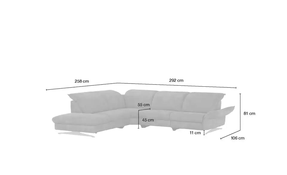 Ecksofa Michelle Draufsicht – großzügiges Ecksofa 292x258 cm, Curry Mikrofaser – Mein Sofa bold