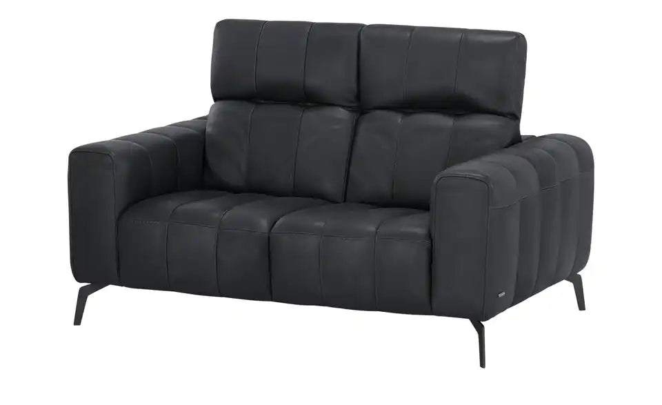 Natuzzi Editions Ledersofa Portento Schrägsicht Raum – Schaumstoffpolsterung, Schwarz – Natuzzi Editions