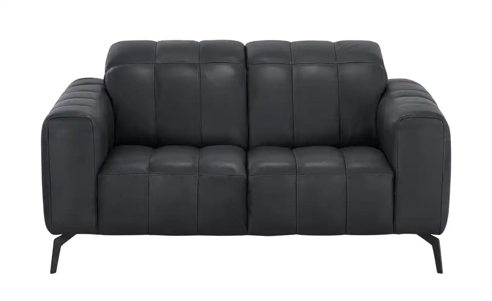 Natuzzi Editions Ledersofa Portento von vorne – 100% Leder, 2-Sitzer, Schwarz – Natuzzi Editions