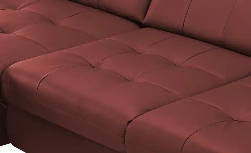 Lounge Collection Wohnlandschaft Leder Jona Ambiente – Rote Leder-Wohnlandschaft im modernen Wohnzimmer – Lounge Collection