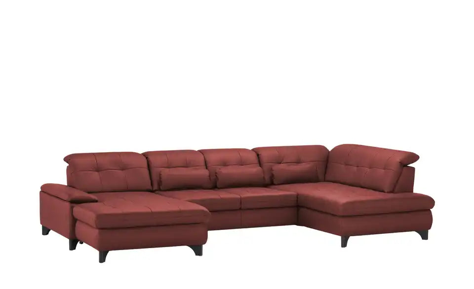 Lounge Collection Wohnlandschaft Leder Jona im Raum – Leder Vintage Rot, Gesamtbreite 368 cm – Lounge Collection
