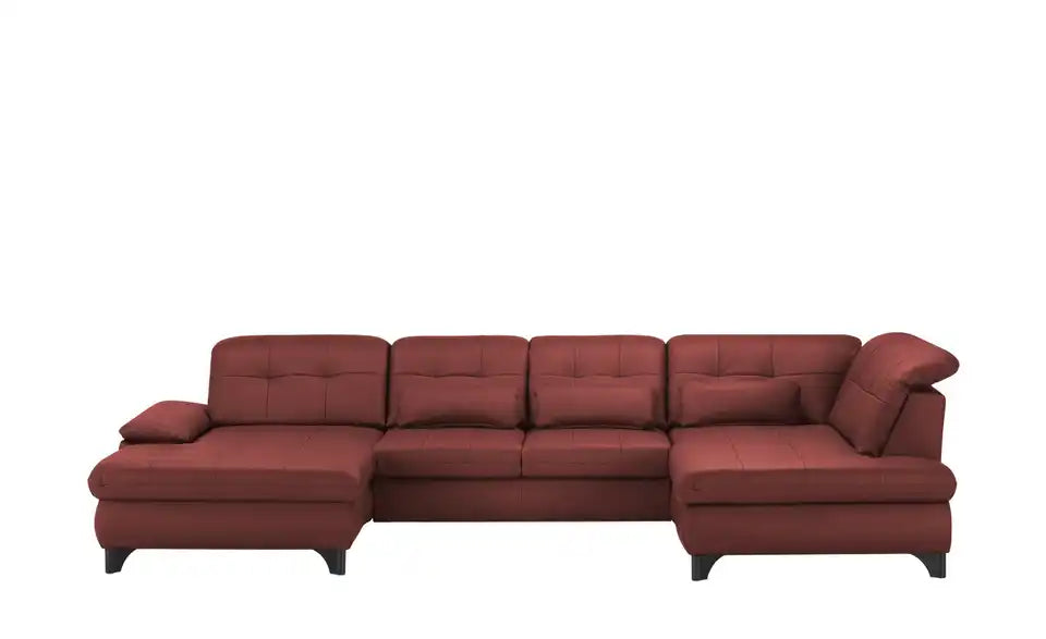 Lounge Collection Wohnlandschaft Leder Jona Armlehne Nahaufnahme – Breite Armlehne 30 cm, Leder Rot – Lounge Collection