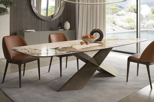 TYRON KERAMIK Esstisch Gesamtansicht – Keramik Marmoroptik Bronze GFM18 – Cattelan Italia