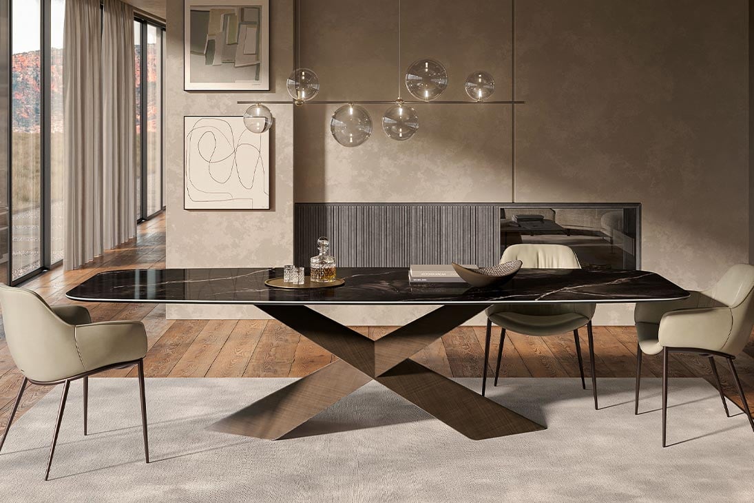 TYRON KERAMIK Esstisch Draufsicht – Keramikoberfläche mit feiner Maserung – Cattelan Italia