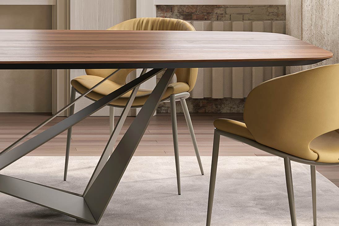 SKORPIO WOOD B Esstisch Detailansicht Basis – gekreuzte Metallbeine, Tischfuß – Cattelan Italia