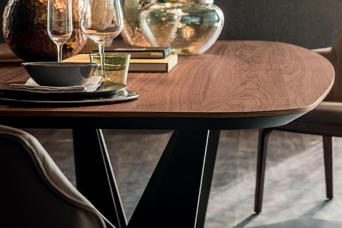 SKORPIO WOOD B Esstisch Nahaufnahme Holz – Eiche Verbrannt, Oberflächendetail – Cattelan Italia
