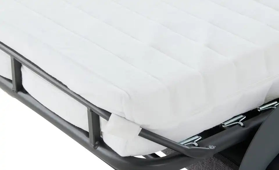 nehl Schlafsofa Boston Basic Detailansicht Material – Textilbezug Anthrazit, Metallgestell silber – nehl