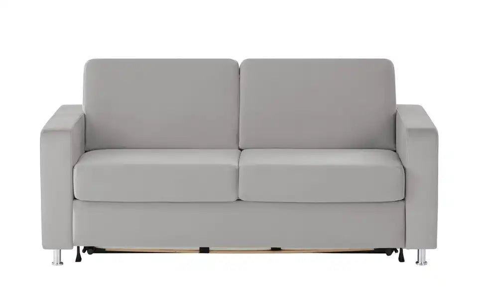 nehl Schlafsofa Boston Deluxe Gesamtansicht – Silbergrau Velours, 199×91×103 cm – nehl