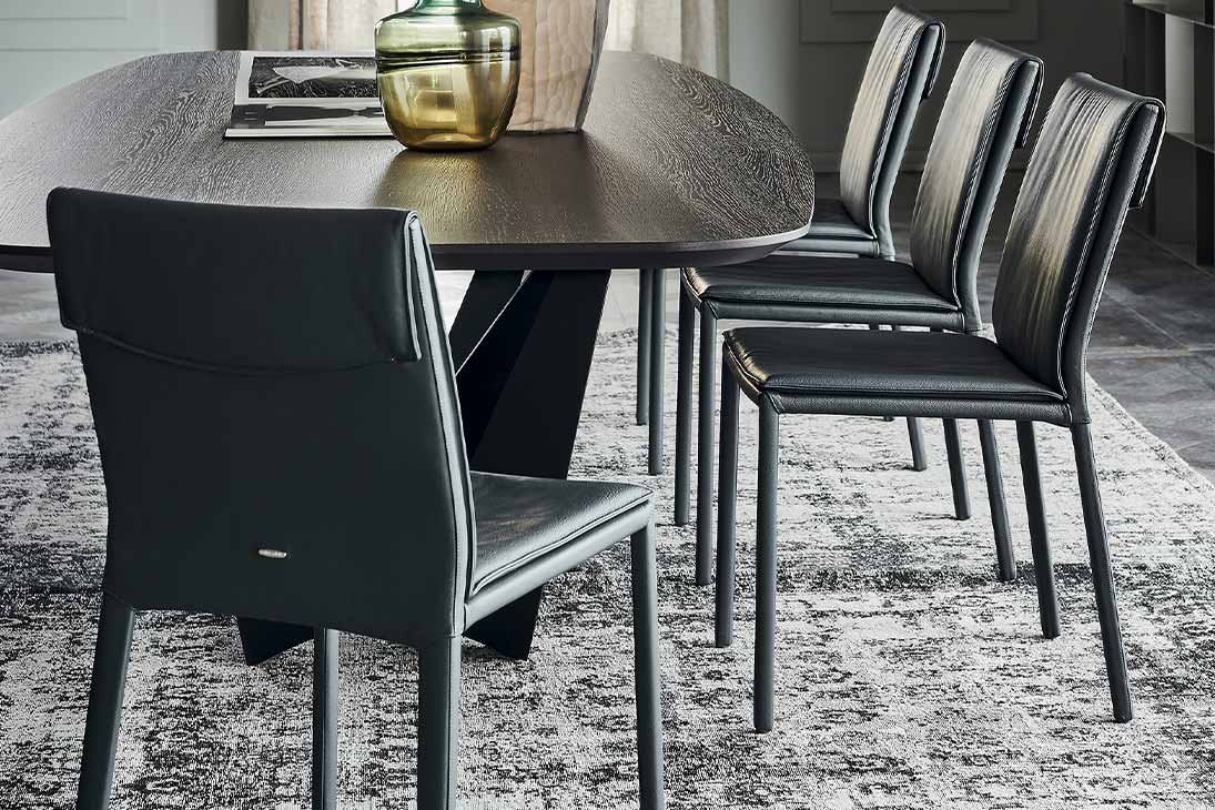 ISABEL Stuhl Seitenansicht – weiche Polsterung, elegantes Stahlgestell – Cattelan Italia