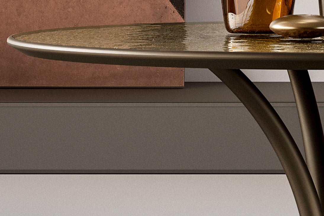 DODO GLASS PLUS Bistrotisch Draufsicht – gehärtete Glasplatte rund, Ø102 cm – Eforma