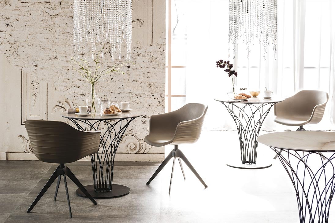 NIDO KERAMIK Bistrotisch Nahaufnahme Platte – Keramik fleckresistent, Marmordekor – Cattelan Italia