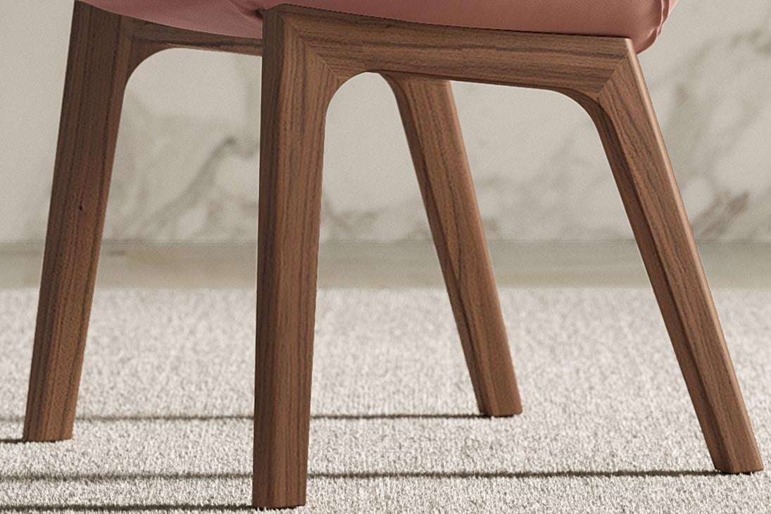 AMELIE WOOD Stuhl von vorne – Holzmaserung, gepolsterte Sitzfläche – Bontempi Casa