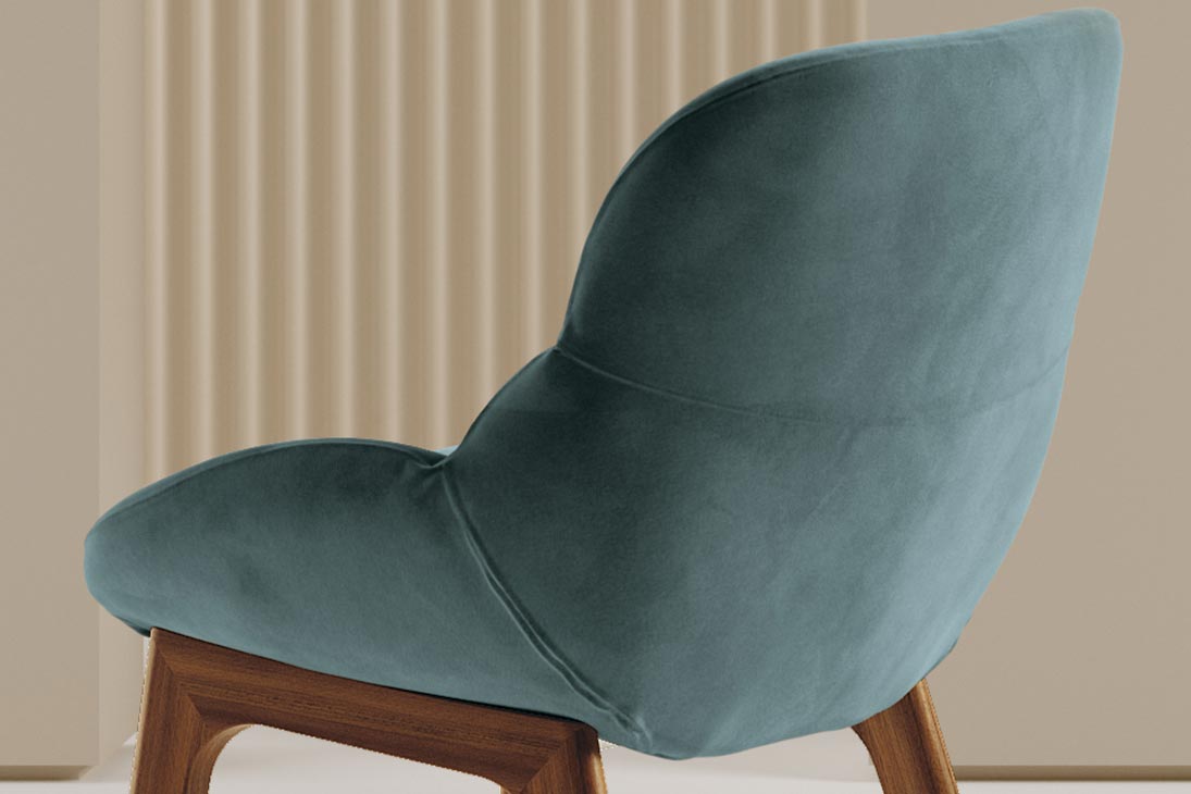 AMELIE WOOD Stuhl Detailansicht Material – Polyesterbezug, pflegeleicht – Bontempi Casa