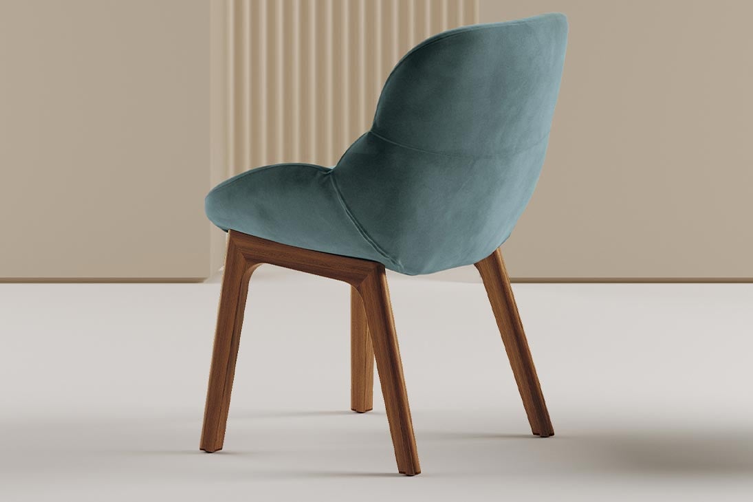 AMELIE WOOD Stuhl Nahaufnahme Sitz – gut gepolstert, Stoff Noce L006 – Bontempi Casa