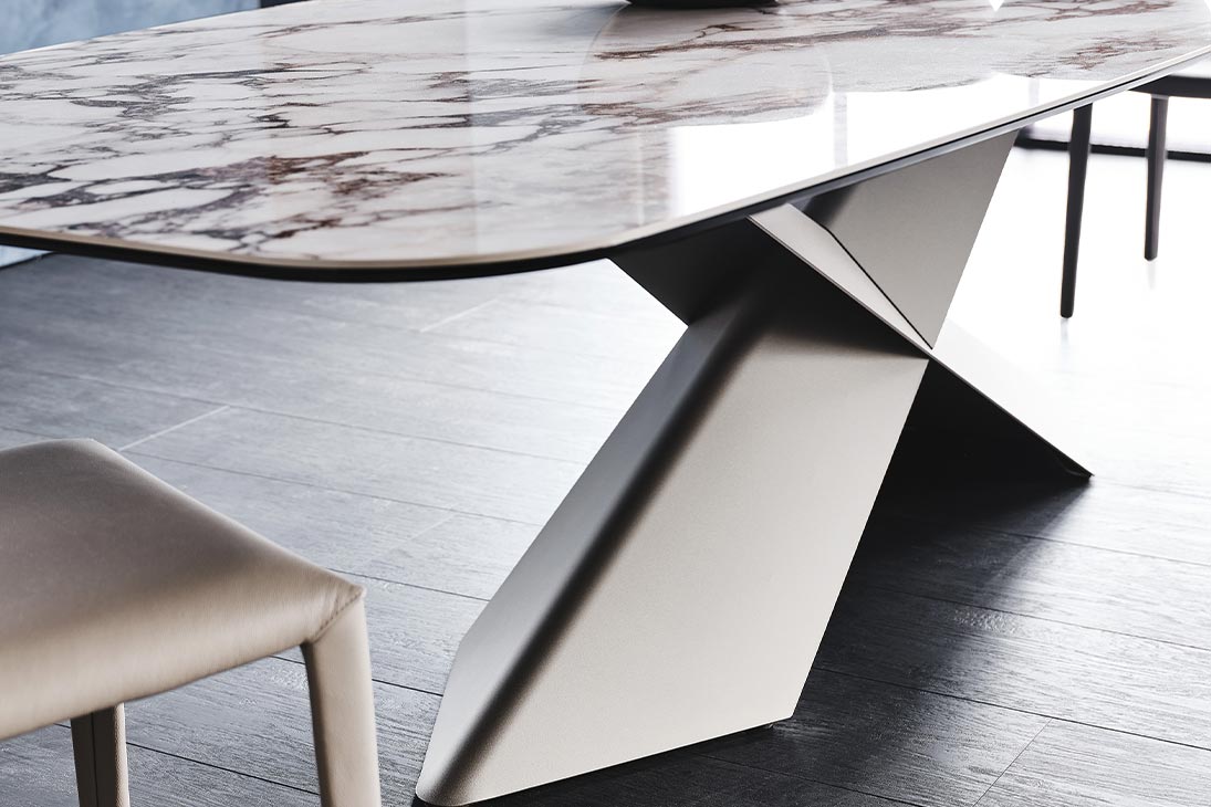 TYRON KERAMIK Esstisch Detailansicht Material – Keramik Bronze GFM18, exklusives Design – Cattelan Italia