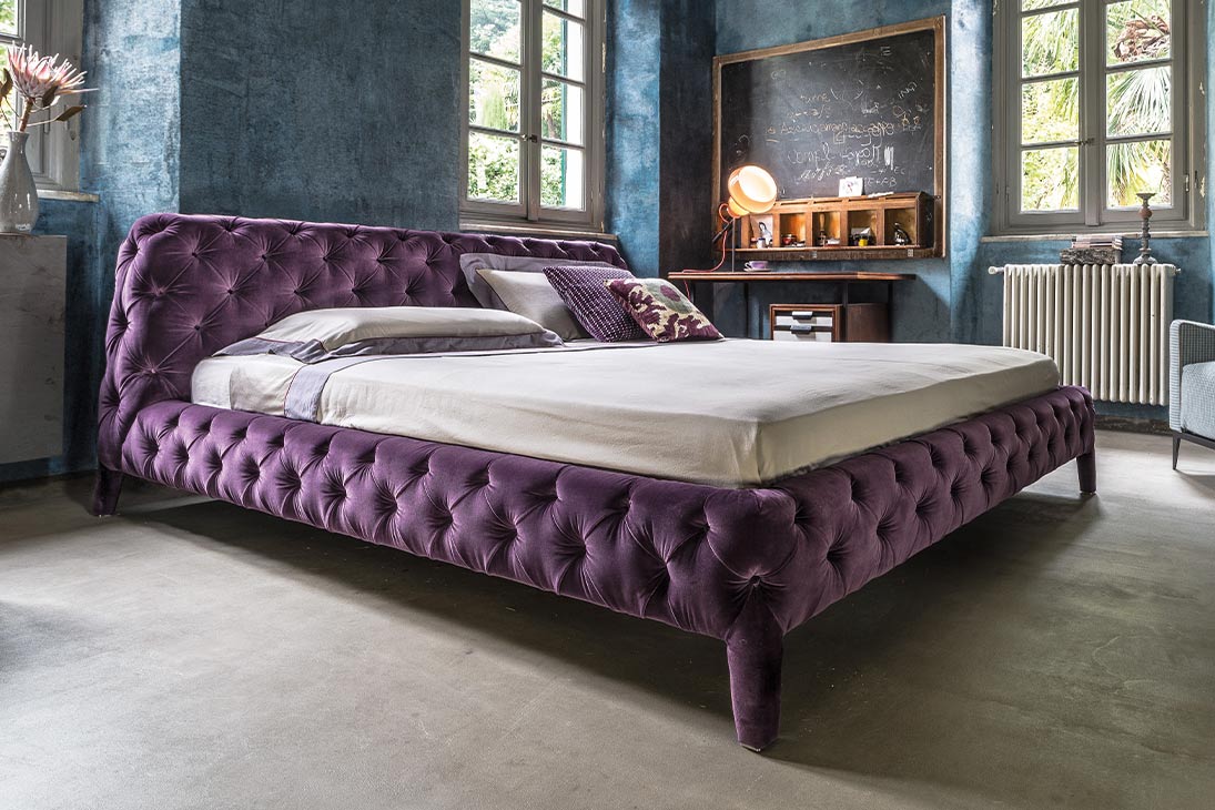 WINDSOR DREAM Bett Seitenansicht – Bettrahmenhöhe 35 cm, Metallfüße 14 cm – Arketipo
