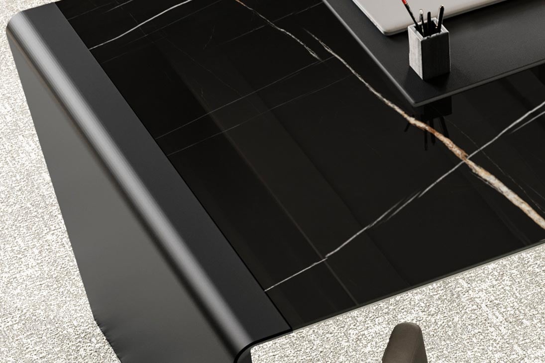 CILINDRO KERAMIK Bürotisch Schraegansicht – Made in Italy Design-Schreibtisch mit Schublade – Eforma