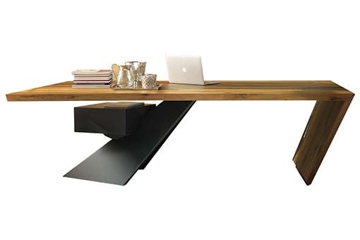 NASDAQ Bürotisch von vorne – asymmetrisches Design in Graphit GFM69 – Cattelan Italia