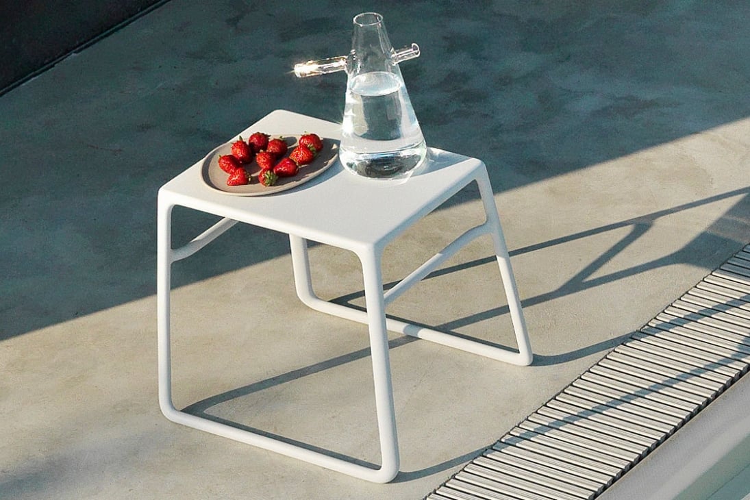 POP Garten-Beistelltisch Gesamtansicht – Bianco, Polypropylen, 44×40×39 cm – Nardi