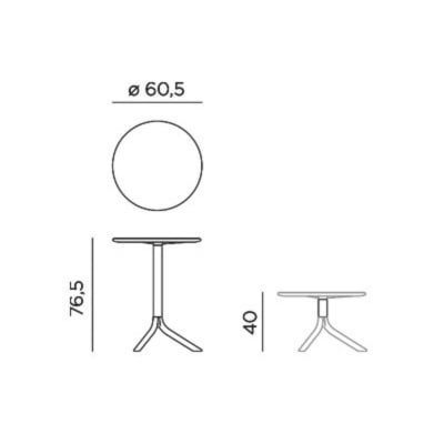 SPRITZ Garten-Bistrotisch Draufsicht – runde Tischplatte Ø61 cm in Weiß – Nardi