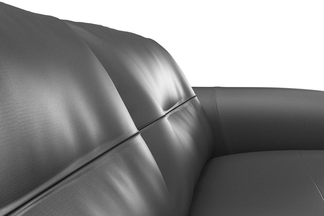 TAMINO Einzelsofa Draufsicht – Schwarzes Sofa, Holzarmlehnen – LNC