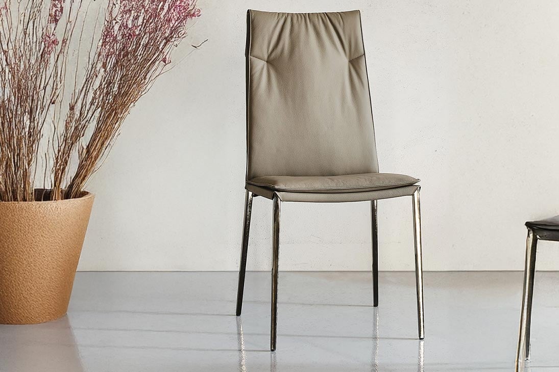 ISABEL ML Stuhl Draufsicht – gepolsterte Sitzfläche, Kunstleder Graphite – Cattelan Italia