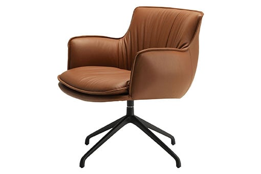 RHONDA LOUNGE Drehsessel von vorne – breiter Rundsitz, drehbare Basis – Cattelan Italia