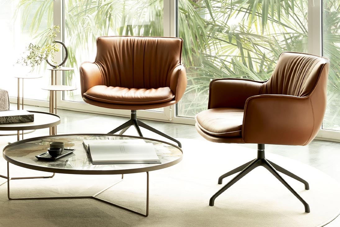 RHONDA LOUNGE Drehsessel Detailansicht Gestell – Metall, drehbare Basis – Cattelan Italia