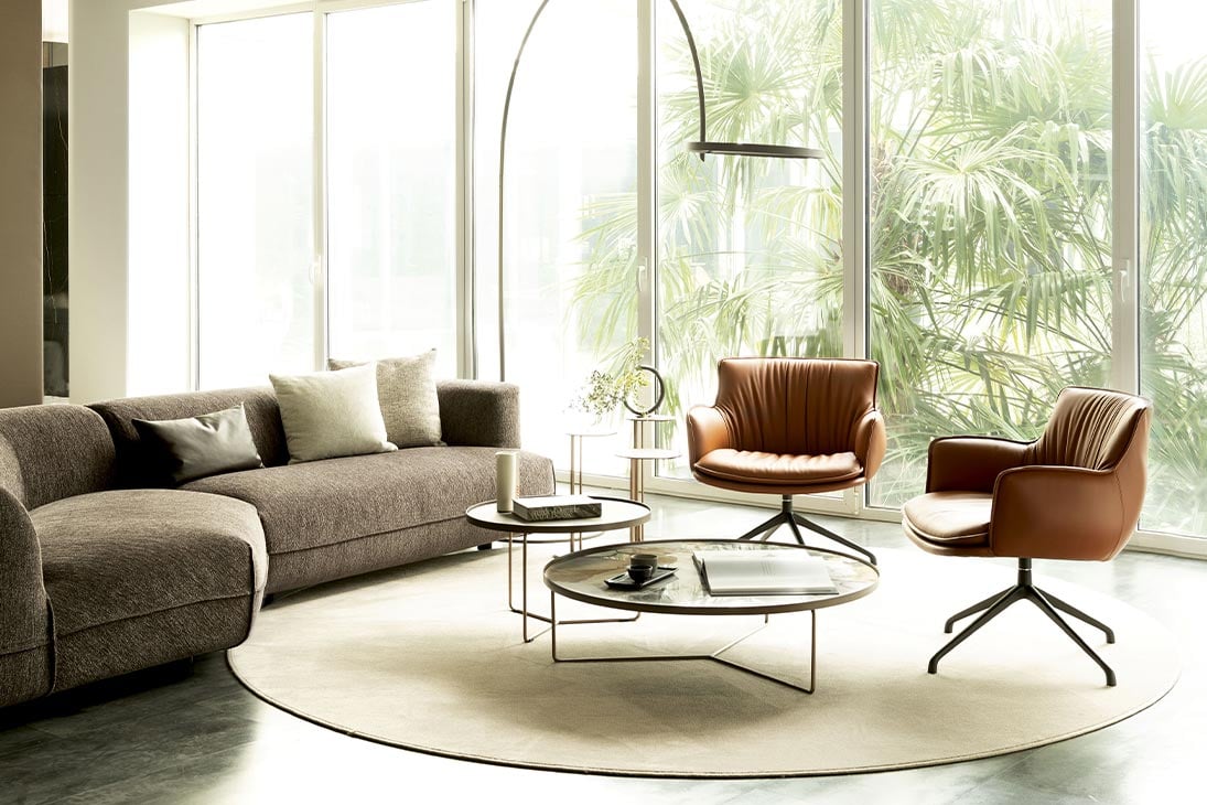 RHONDA LOUNGE Drehsessel Nahaufnahme Bezug – Graphit GFM69, hochwertig – Cattelan Italia