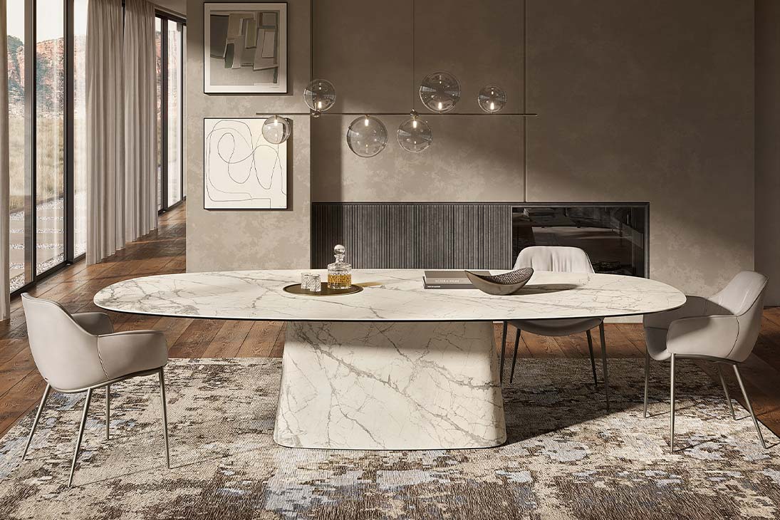 NAPOLEON KERAMIK Esstisch Gesamtansicht – Colosseo KM21, Marmoroptik Keramik – Cattelan Italia