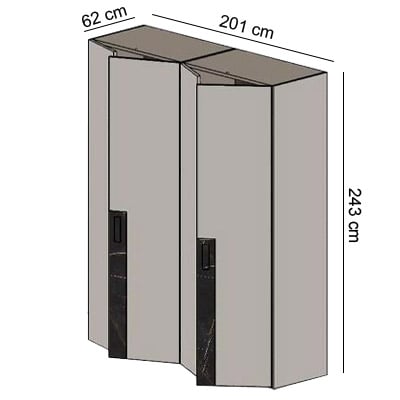 N.O.W. KEY Kleiderschrank Detailansicht Material – Glas und Holz, patentiertes Öffnungssystem – Lago