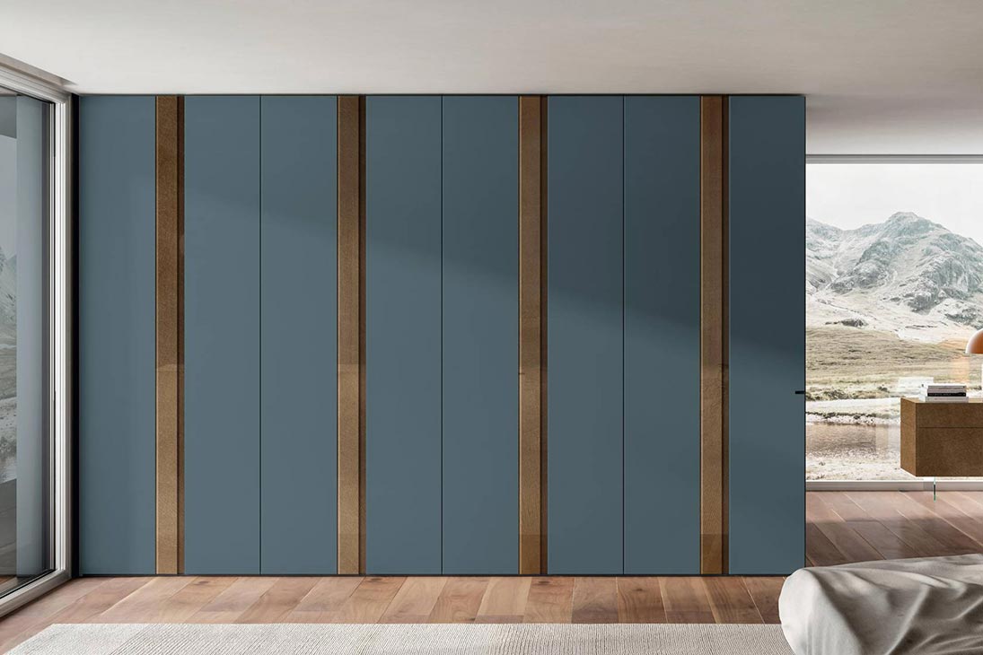 N.O.W. GROOVE Kleiderschrank Gesamtansicht – Ferro, 302×62×243 cm, patentiertes Öffnungssystem – Lago
