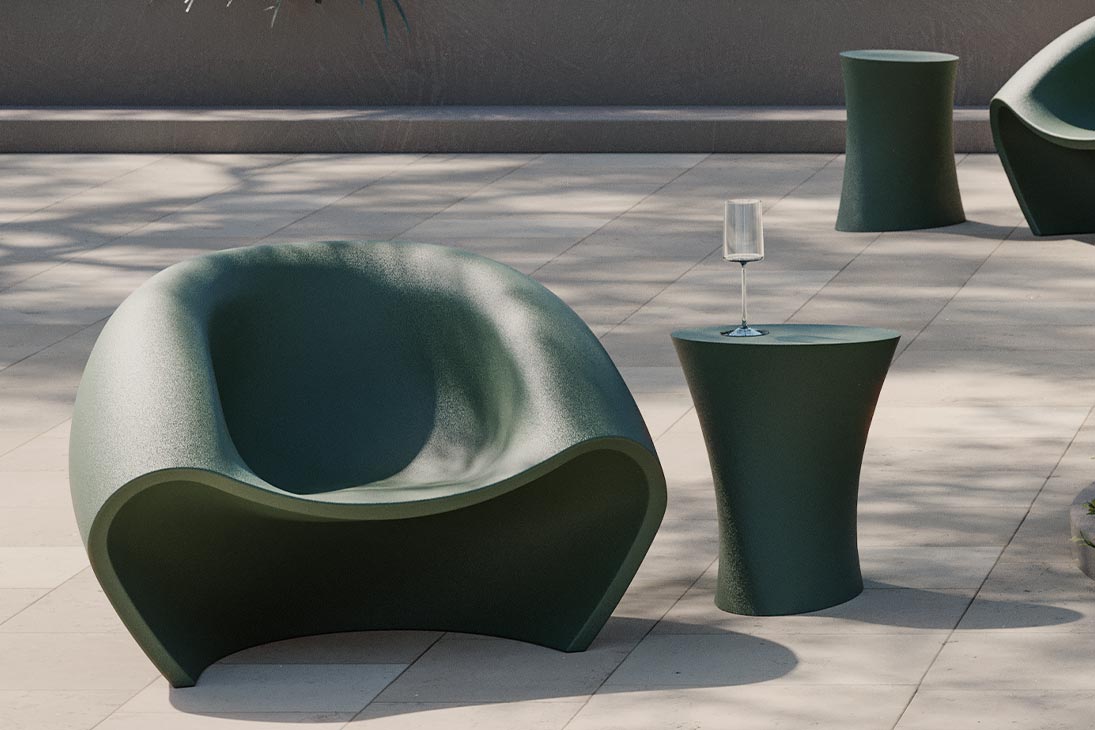 IRIS Garten-Beistelltisch Detailansicht – pflegeleichte Outdoor-Oberfläche, recycelbar – My Your