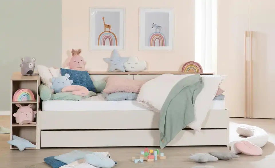 Roba Stauraumbett Elis Gesamtansicht – 90x200 cm, Kastanie/kaschmirfarben – Roba
