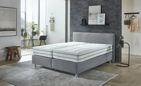 vanDoorn Boxspringbett Flexline 2.0 Gesamtansicht – Silbergrau, 160x200 cm, Taschenfederkern – vanDoorn