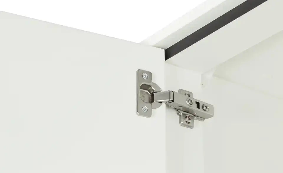 Jette Home Wohnkombination Coruna Gesamtansicht beleuchtet – LED aktiv, Weiß/Eiche, 326 cm – Jette Home