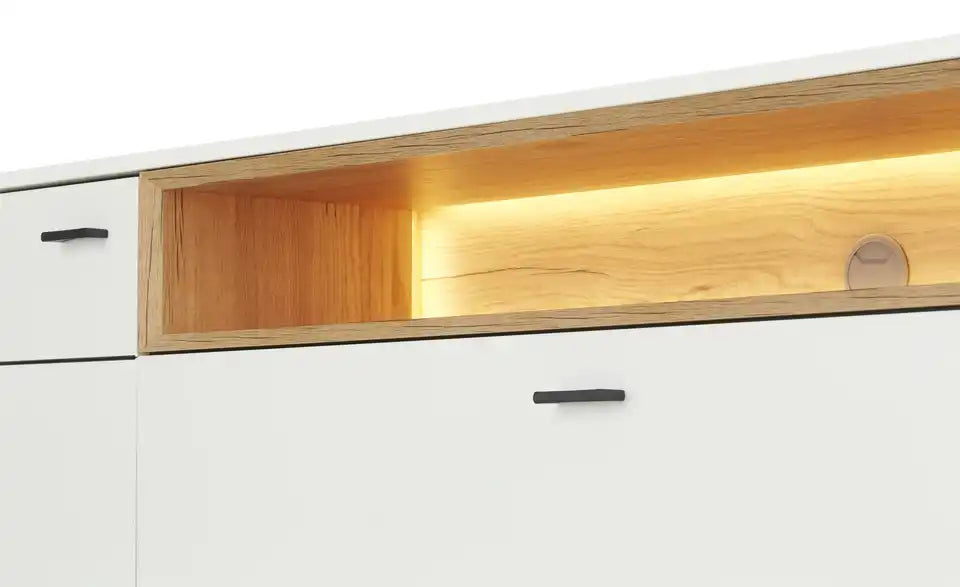 Jette Home Wohnkombination Coruna Nahaufnahme Oberfläche – Melamin Weiß matt, Eiche Gustavson – Jette Home