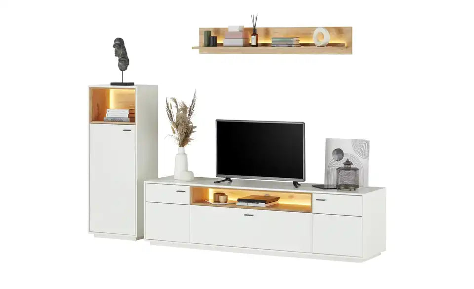 Jette Home Wohnkombination Coruna Seitenansicht – Tiefe 50 cm, Weiß matt – Jette Home