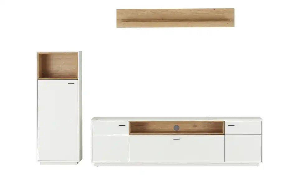 Jette Home Wohnkombination Coruna Schräganasicht – 3 Drehtüren, Kabeldurchlass – Jette Home