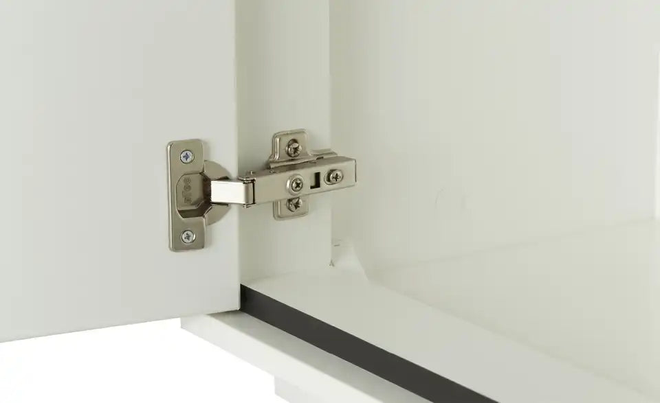 Jette Home Highboard Coruna Schraegansicht offen – Drehtür linksseitig, Sockelgestell – Jette Home