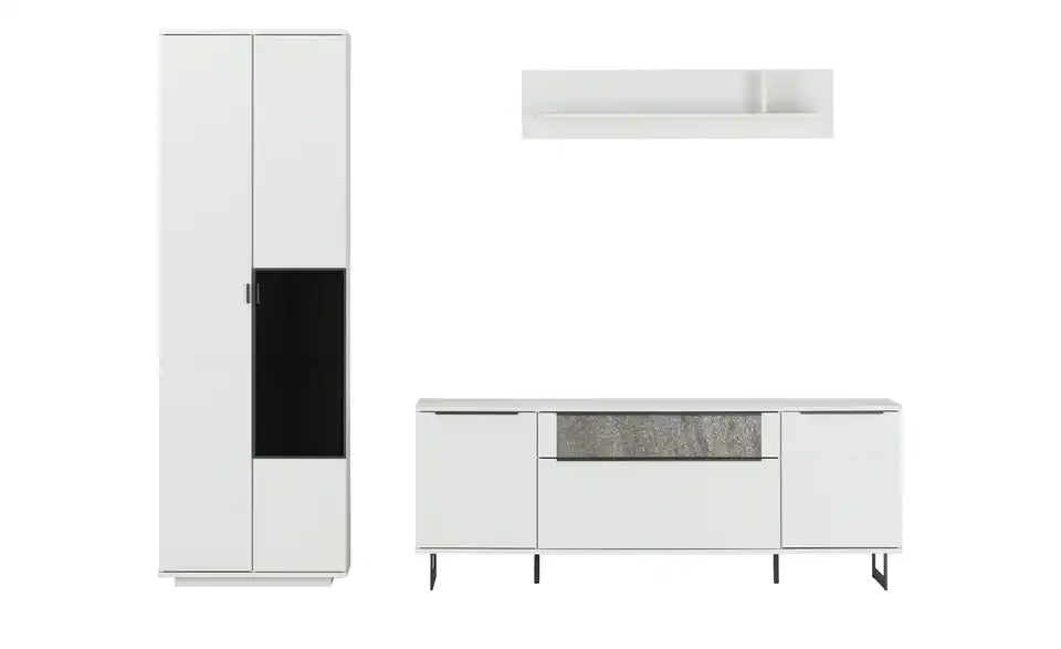 Jette Home Wohnkombination Stone Ambiente – Wohnwand 252x208 cm im modernen Wohnzimmer – Jette Home