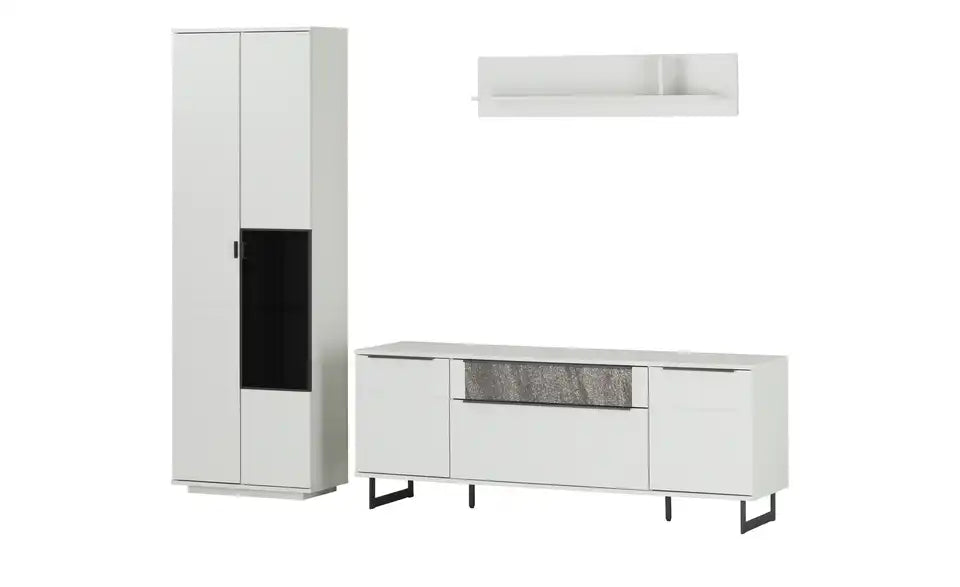 Jette Home Wohnkombination Stone Seitenansicht – Lowboard 180 cm mit Stein-Optik-Schubladen – Jette Home
